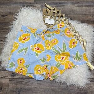 Floral Blue and Yellow Women's Shorts